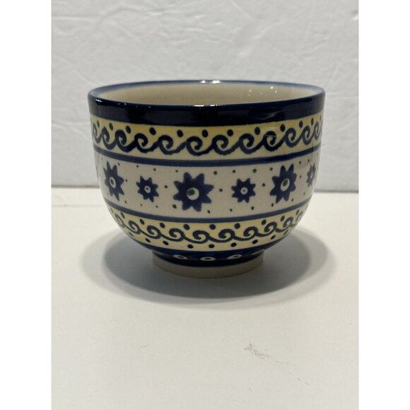 boleslawiec polish Art pottery Large Coffee Tea mug Soup Bowl Handle Yellow Sun - Picture 4 of 7